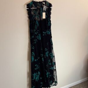 Sundance Black and Teal Floral Maxi Dress